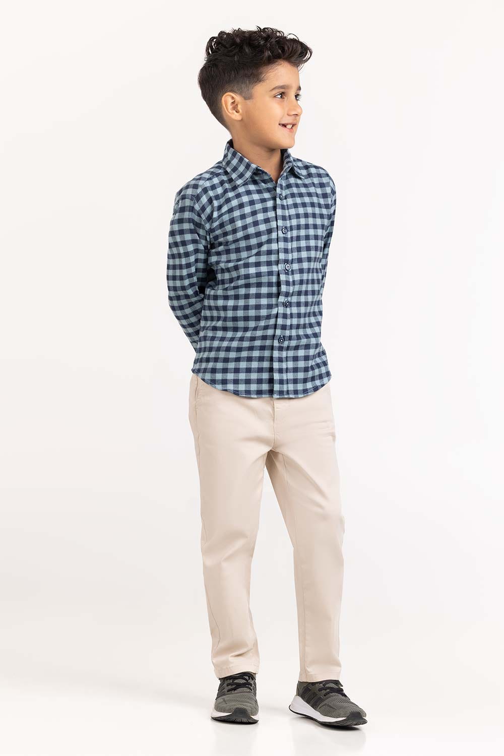 Junior Boy Navy Sky Casual Check Shirt