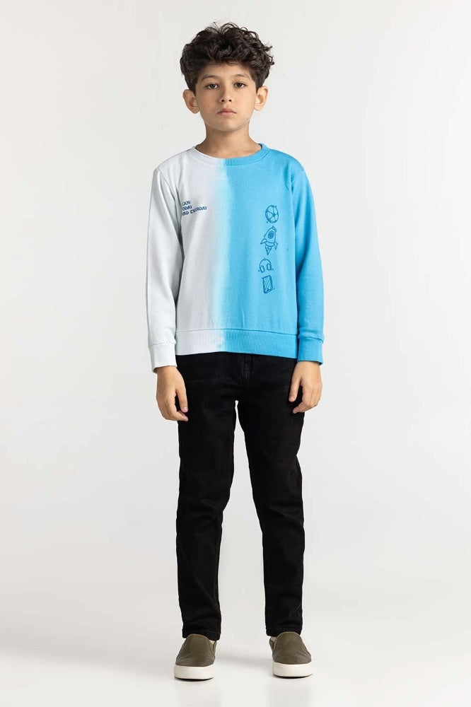 Junior Boy White Printed Sweatshirt