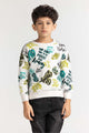 Junior Boy White Printed Sweatshirt