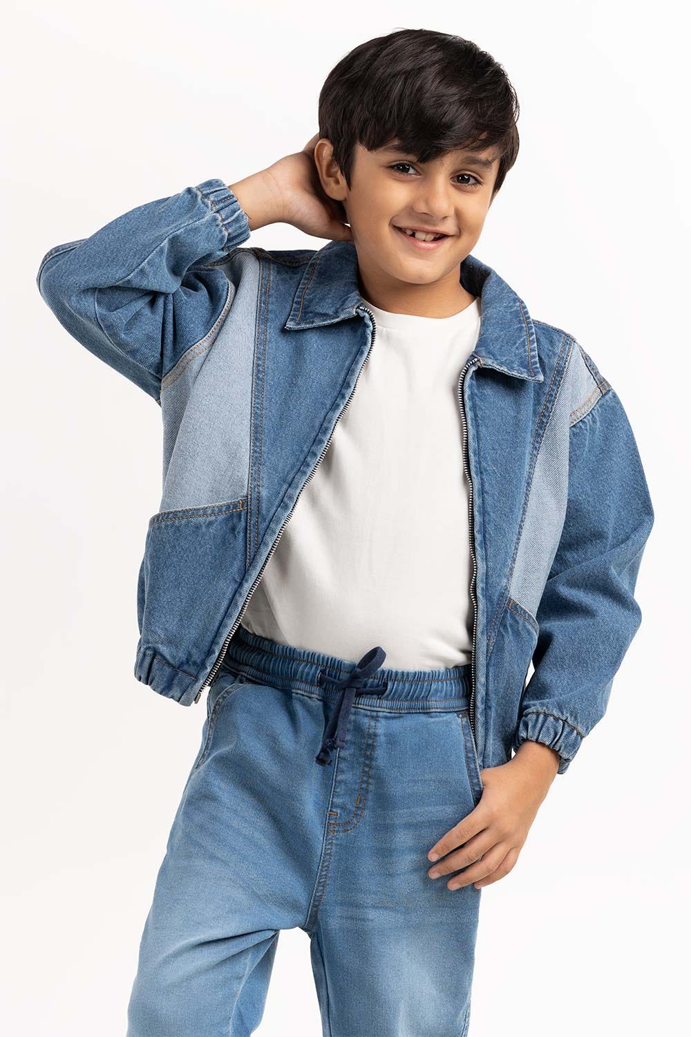 Junior Boy Light Blue Collared Denim Jacket