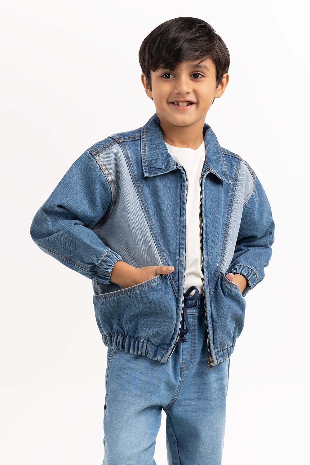 Junior Boy Light Blue Collared Denim Jacket
