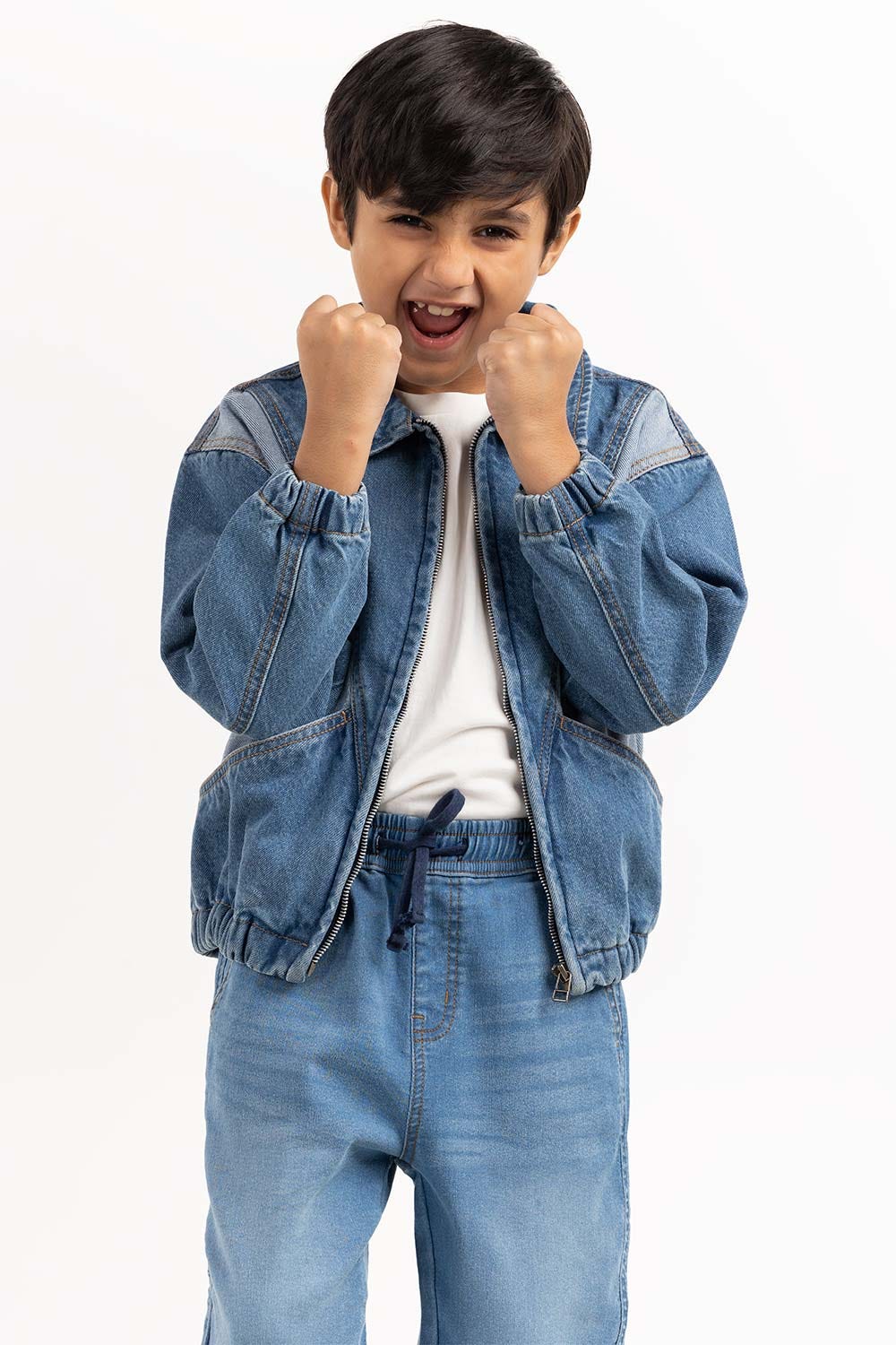 Junior Boy Light Blue Collared Denim Jacket