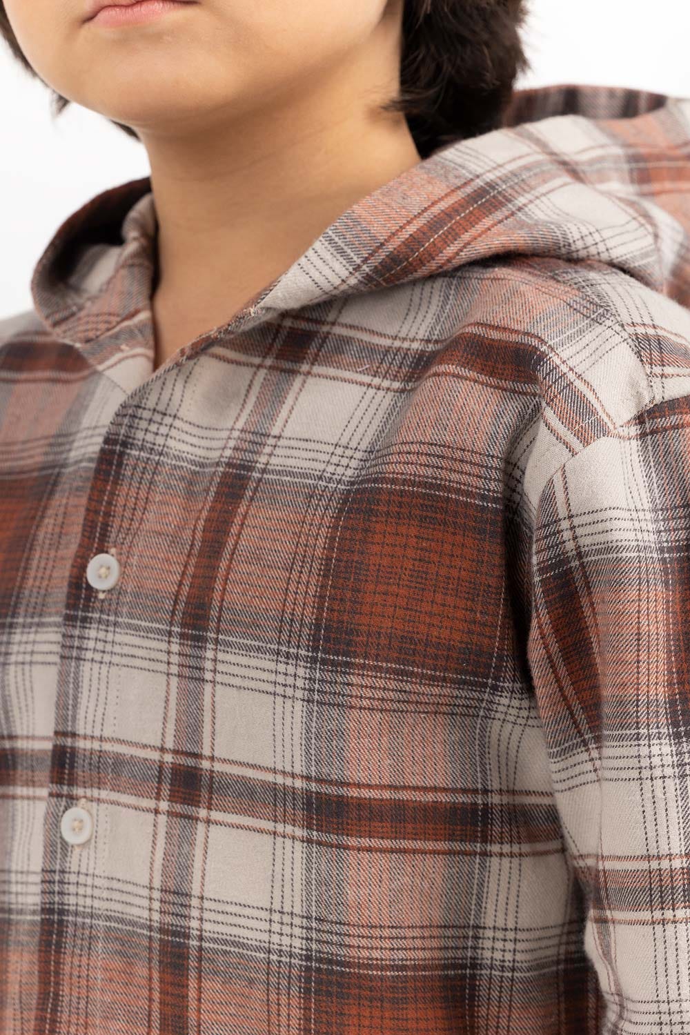 Junior Boy Rust And Beige Casual Shirt