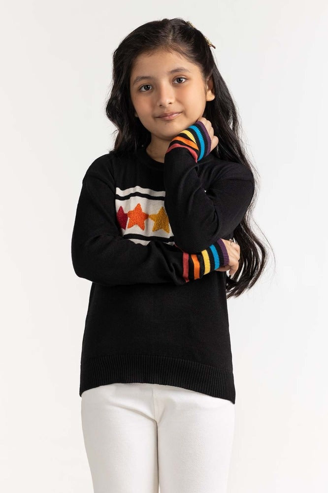 Junior Girl Black Basic Sweater