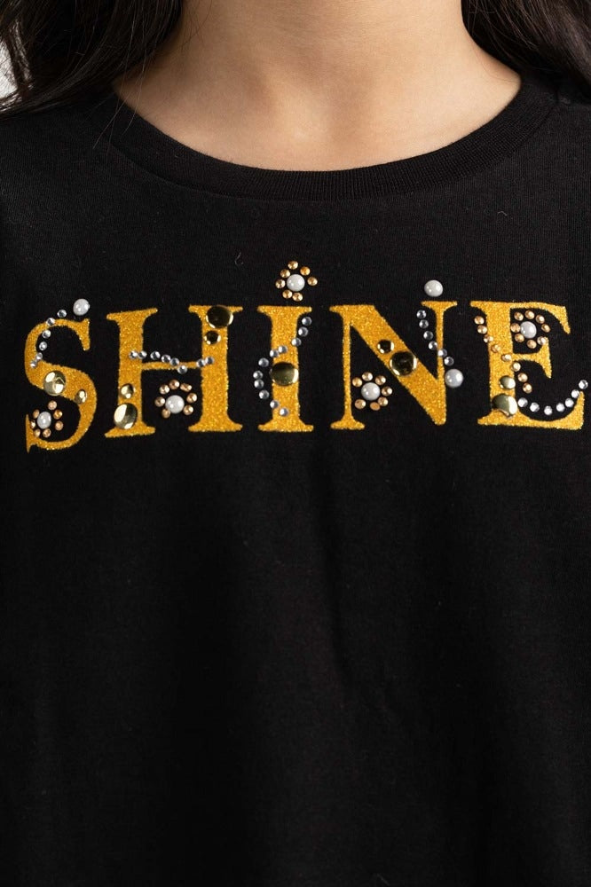 Junior Girl Black Basic Tee