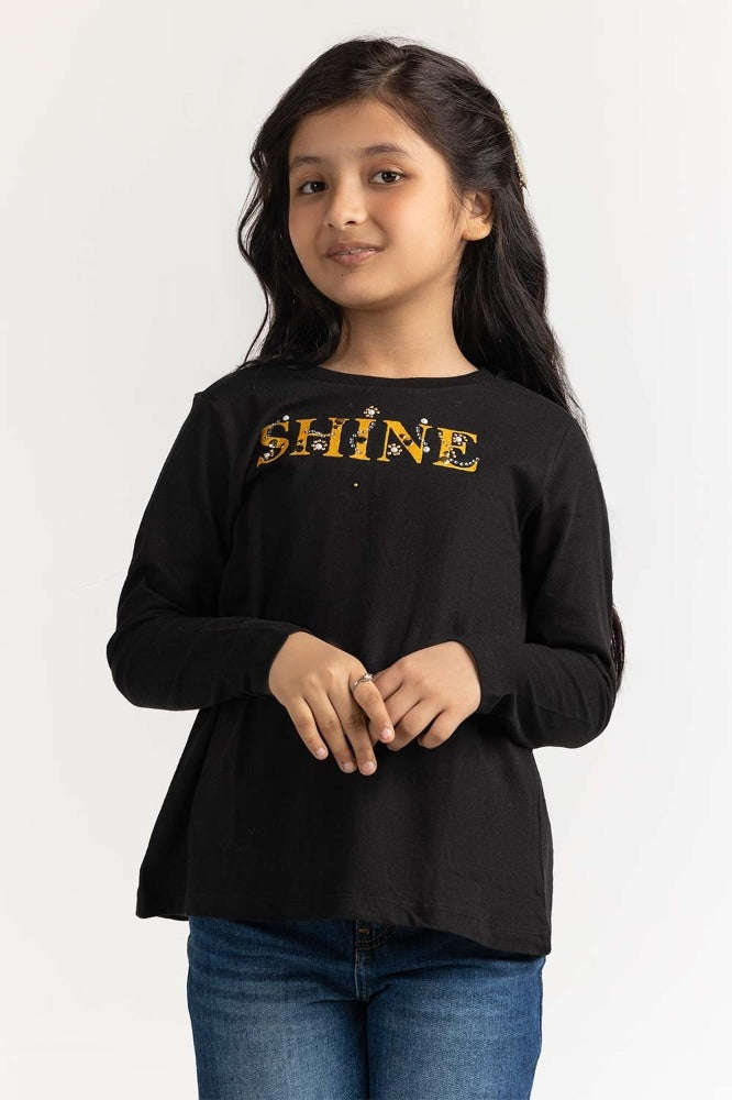 Junior Girl Black Basic Tee