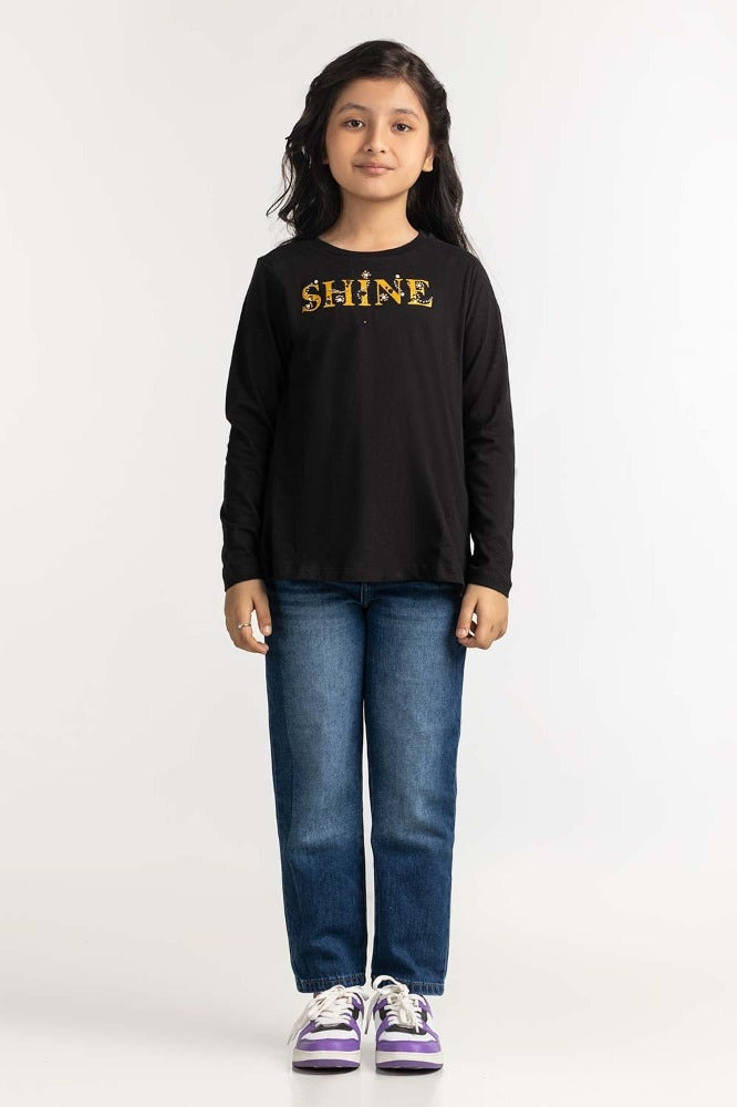 Junior Girl Black Basic Tee