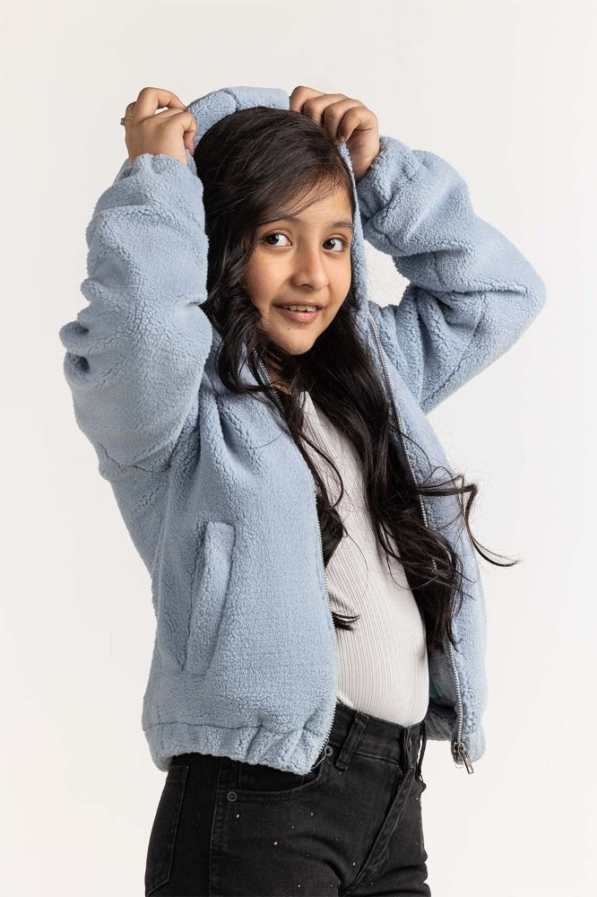 Junior Girl Blue Basic Hoodie