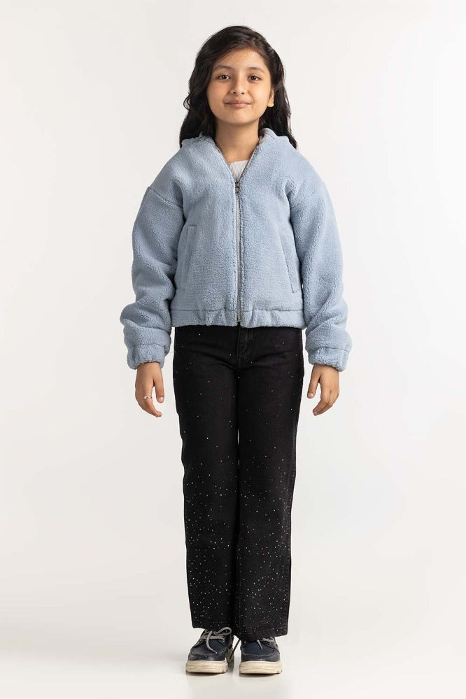 Junior Girl Blue Basic Hoodie