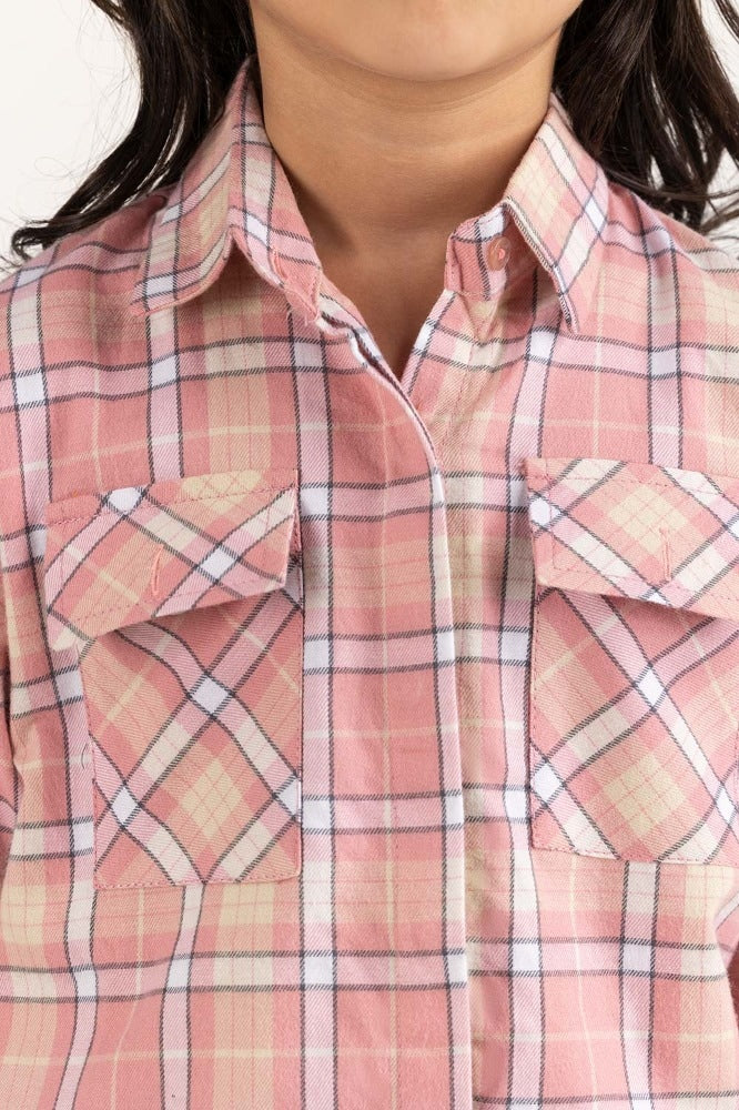 Junior Girl Pink And White Casual Shirt