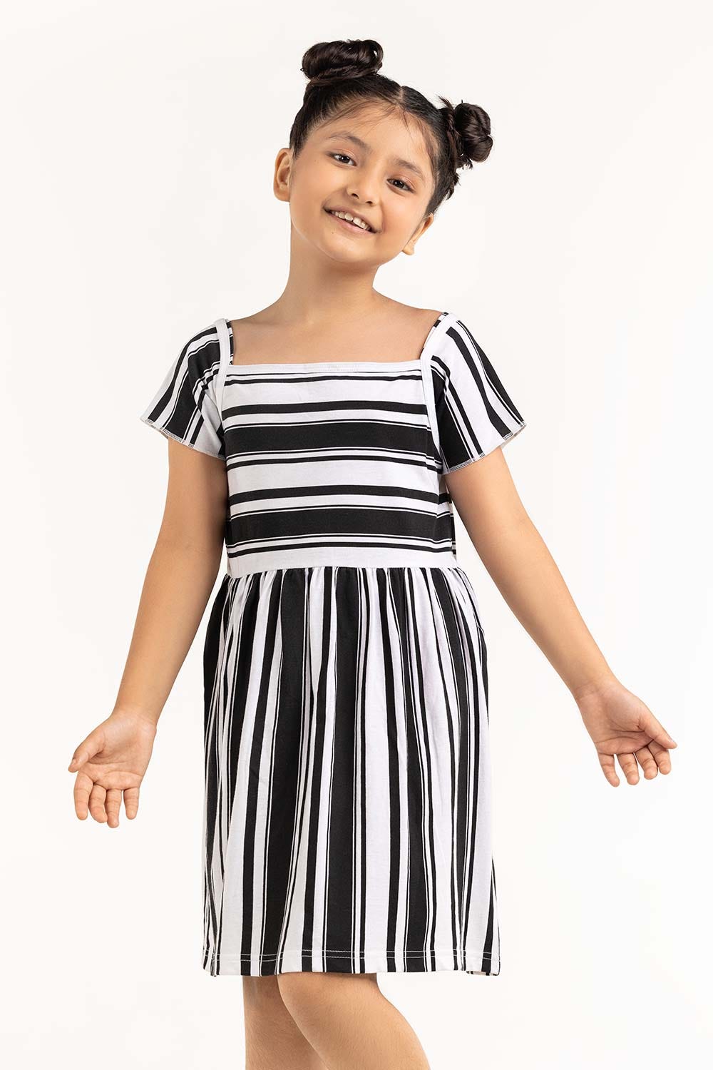 Junior Girl White And Black Dress