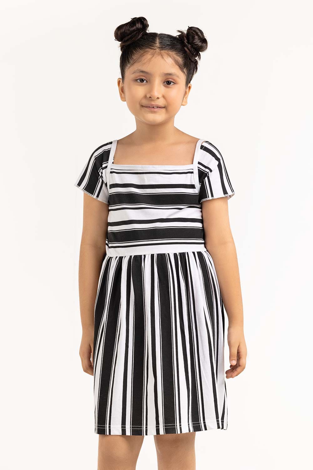 Junior Girl White And Black Dress