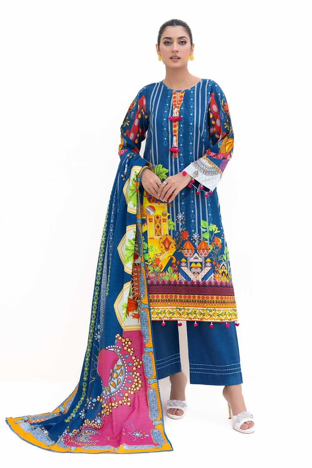 3 Piece Unstitched Printed Thick Khaddar Suit