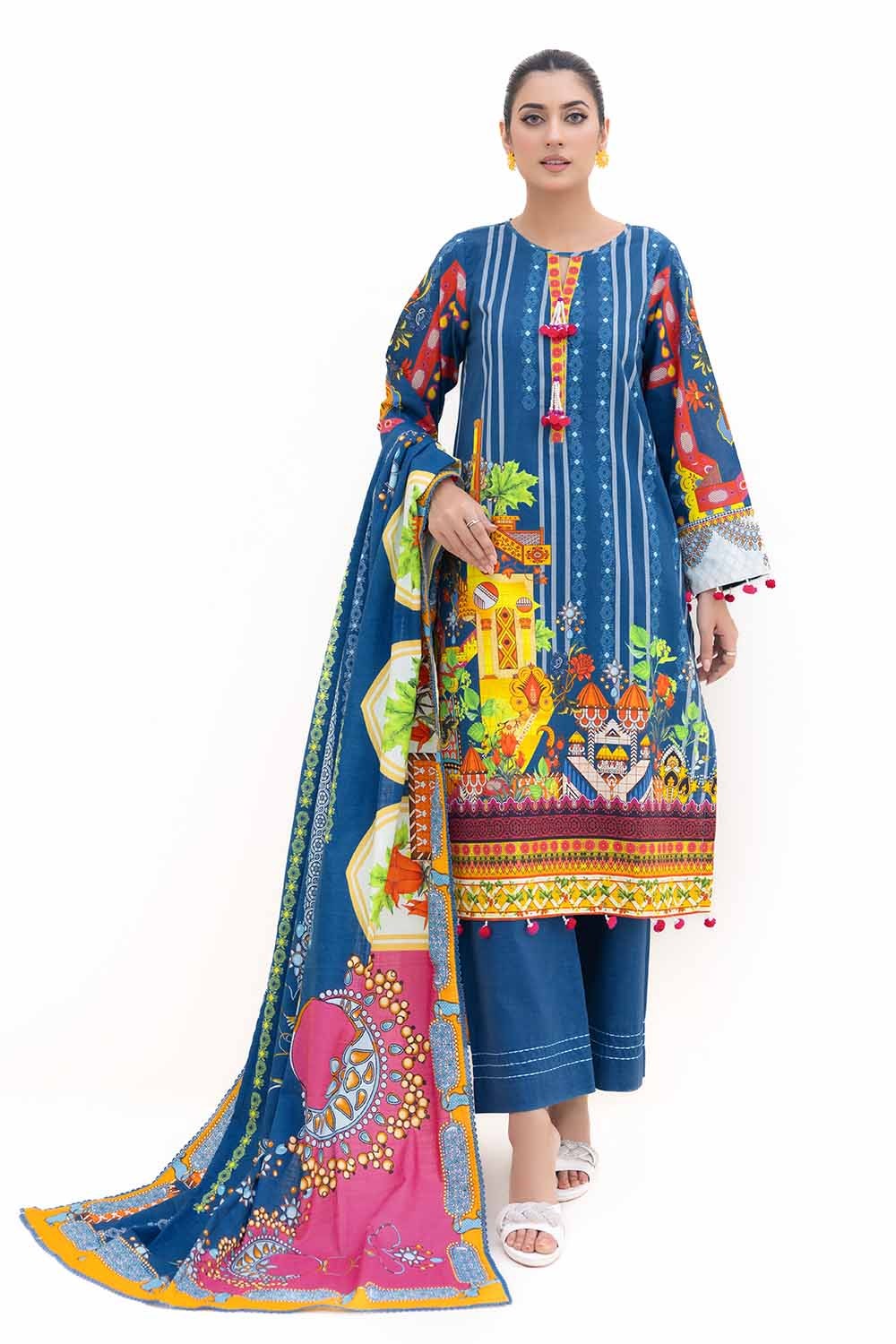 3 Piece Unstitched Printed Thick Khaddar Suit