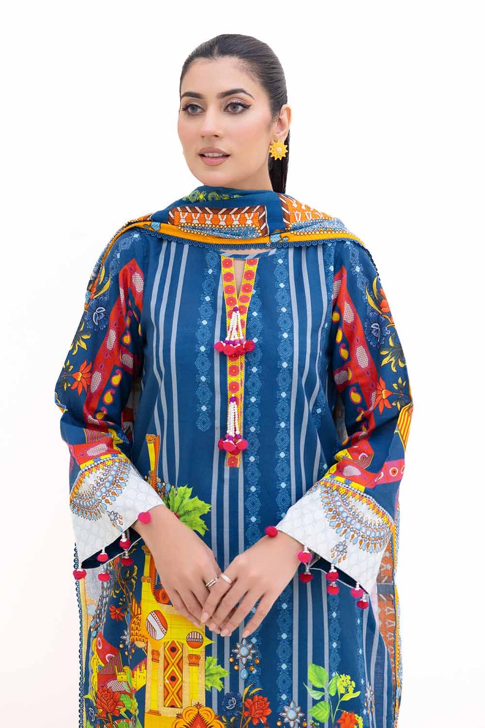 3 Piece Unstitched Printed Thick Khaddar Suit