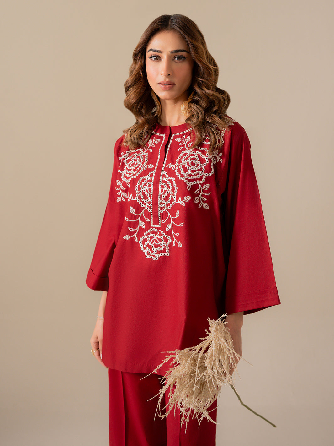 Crimson Due - Sld21-25 - 2Pc Embroidered Set