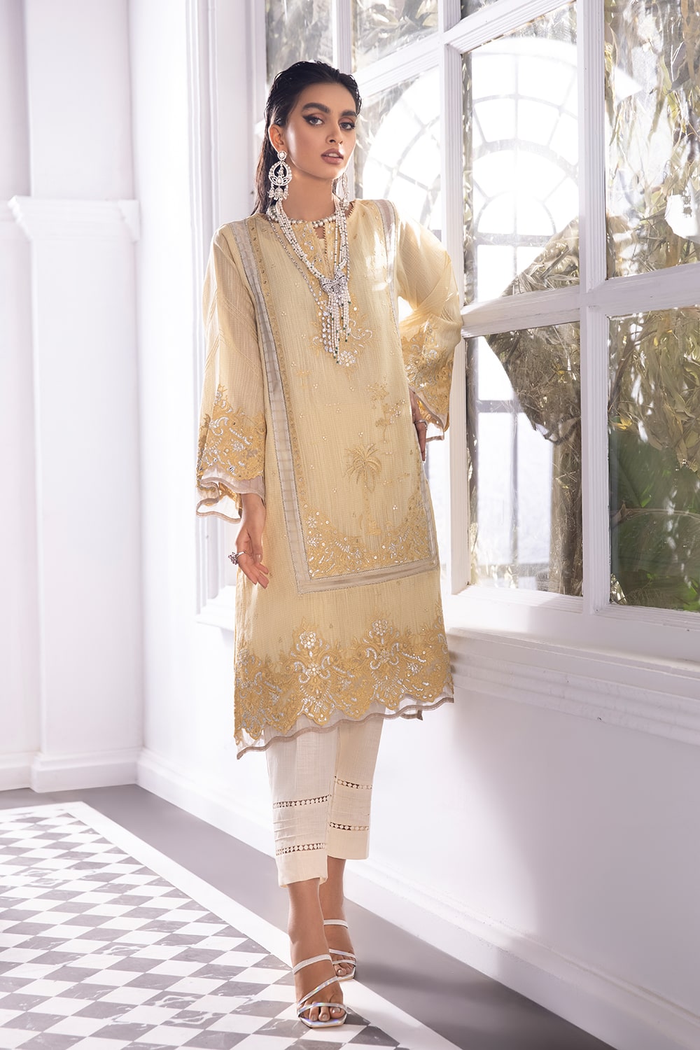 Luxury Pret Zari Embroidered Shirt