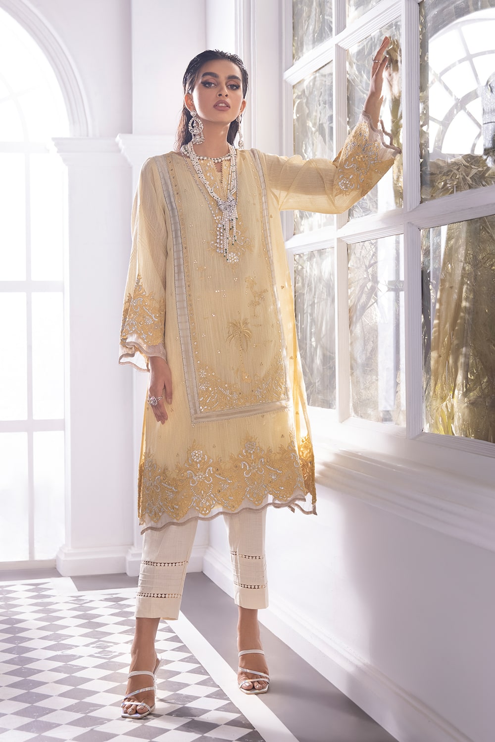 Luxury Pret Zari Embroidered Shirt