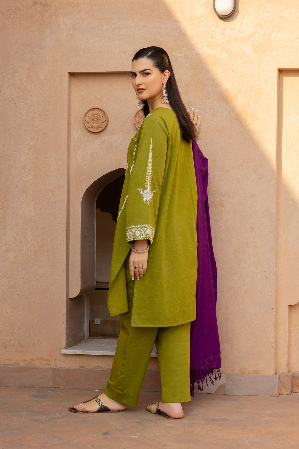 3 Piece Khaddar Embroidered  Suit