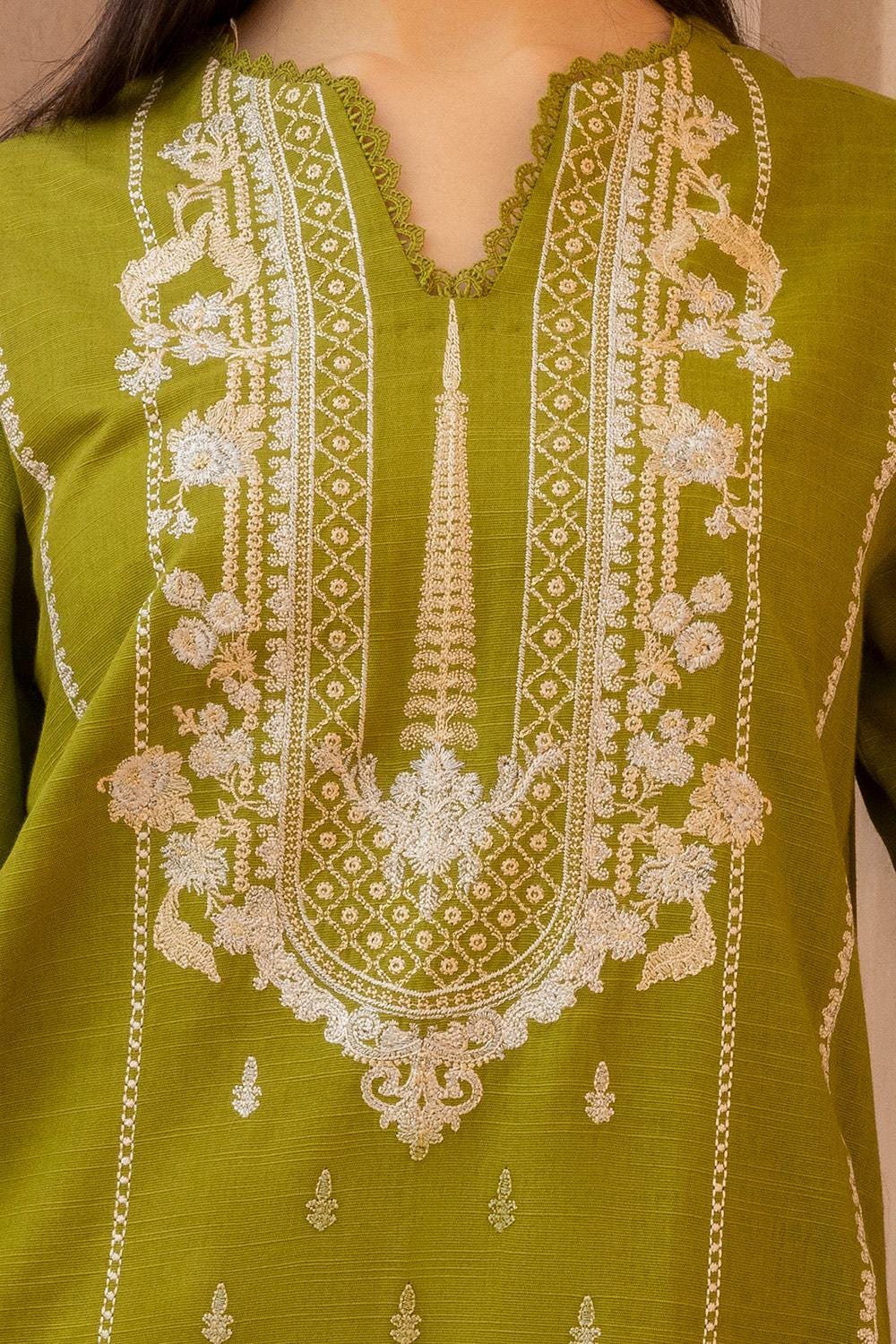 3 Piece Khaddar Embroidered  Suit