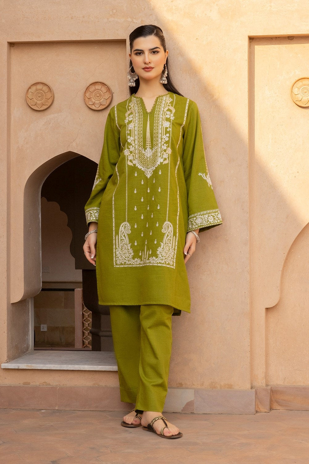 3 Piece Khaddar Embroidered  Suit