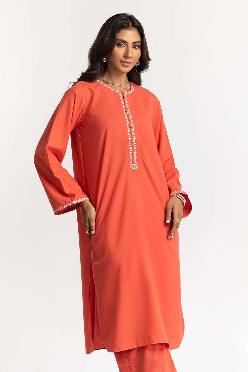 Blended Embroidered Shirt And Dyed Trouser