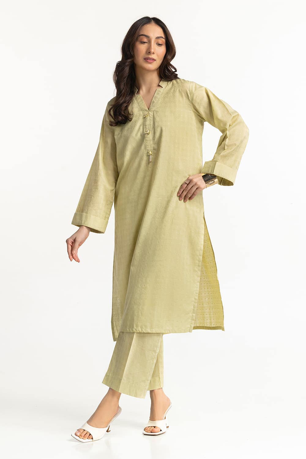 Lurex Jacquard Embellished Shirt And Trouser