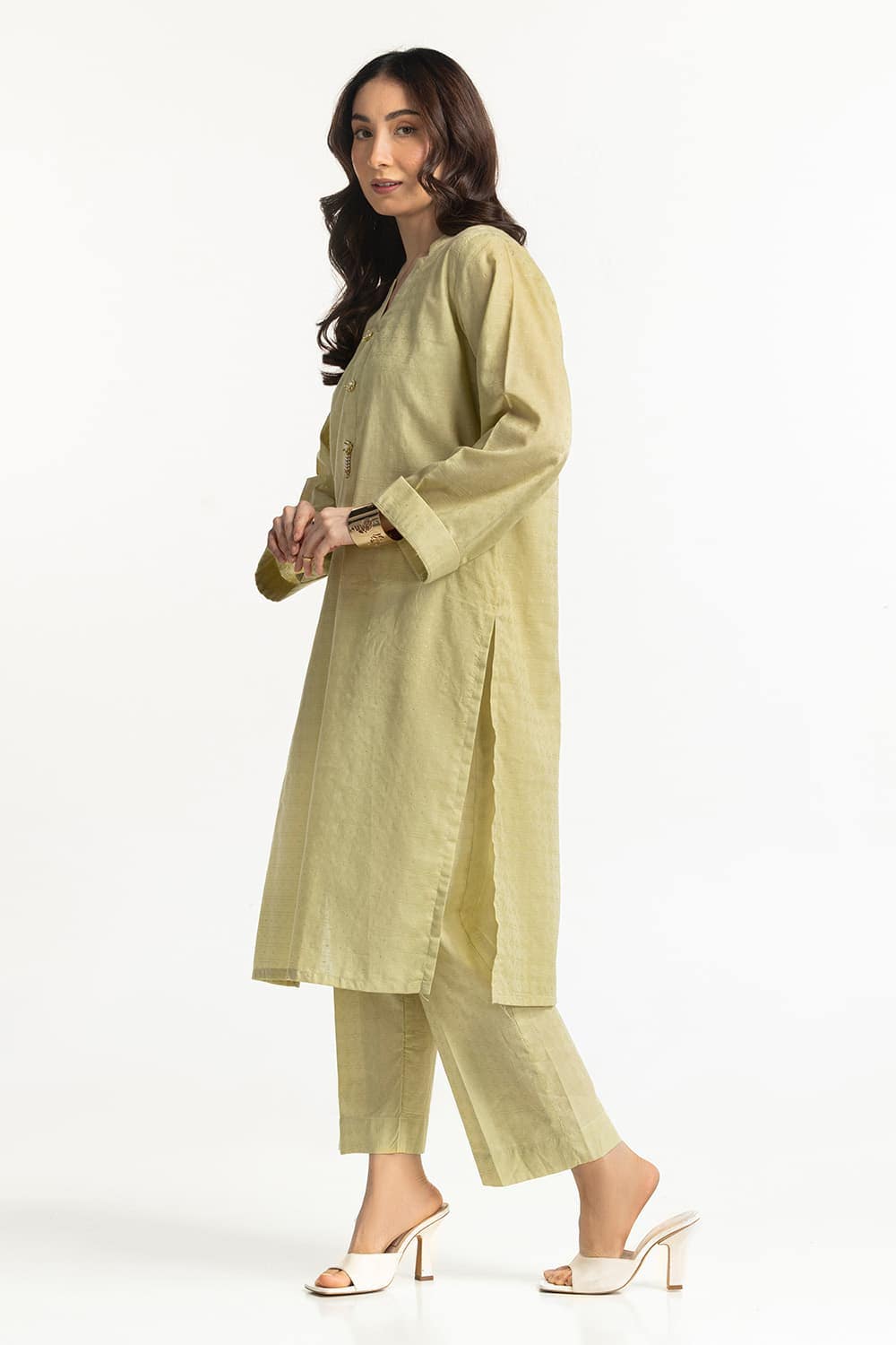 Lurex Jacquard Embellished Shirt And Trouser