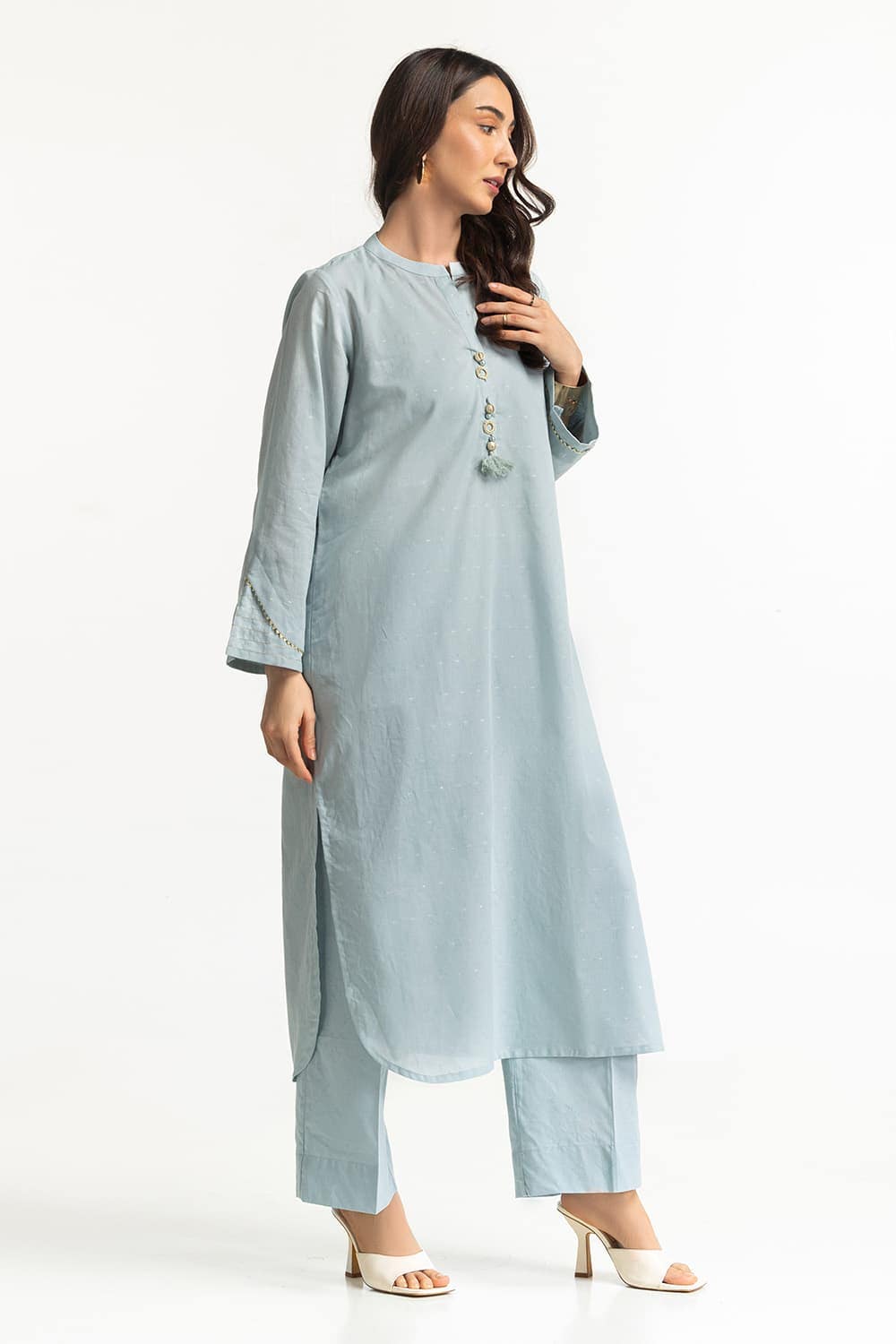 Lurex Jacquard Embellished Shirt And Trouser