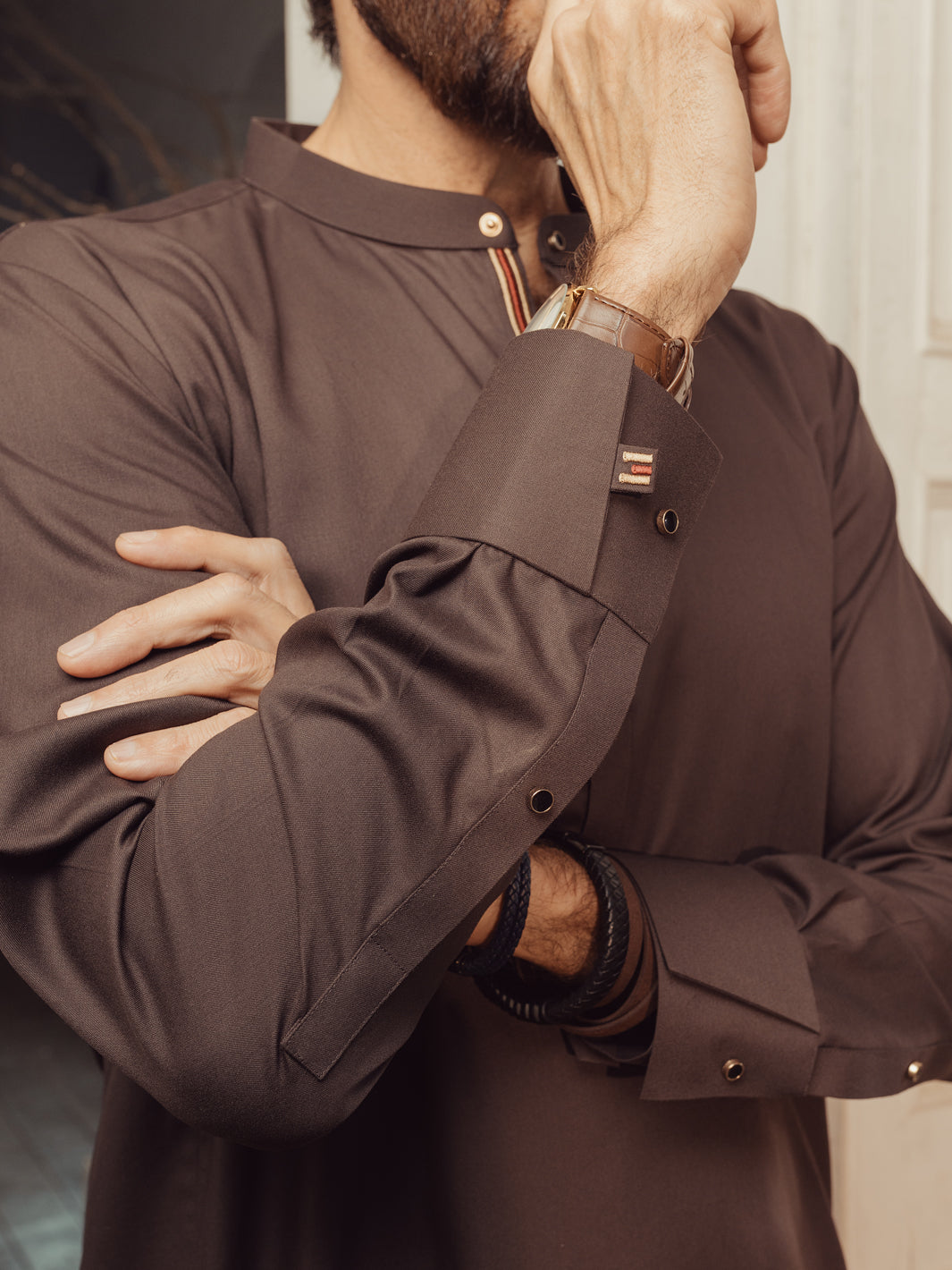 Brown Plain Kurta Trouser - ALET-KT-1005