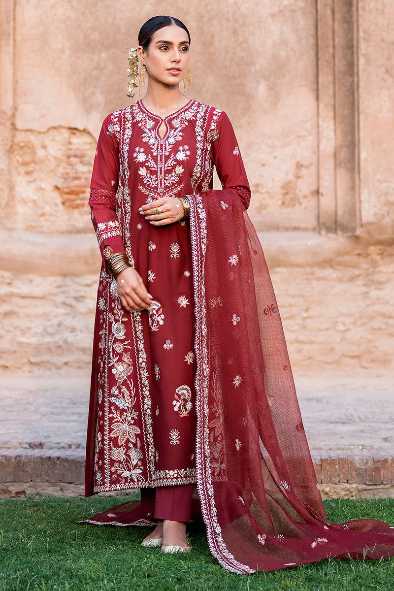 ROUGE ZEST-3PC EMBROIDERED LAWN SUIT (RTS)