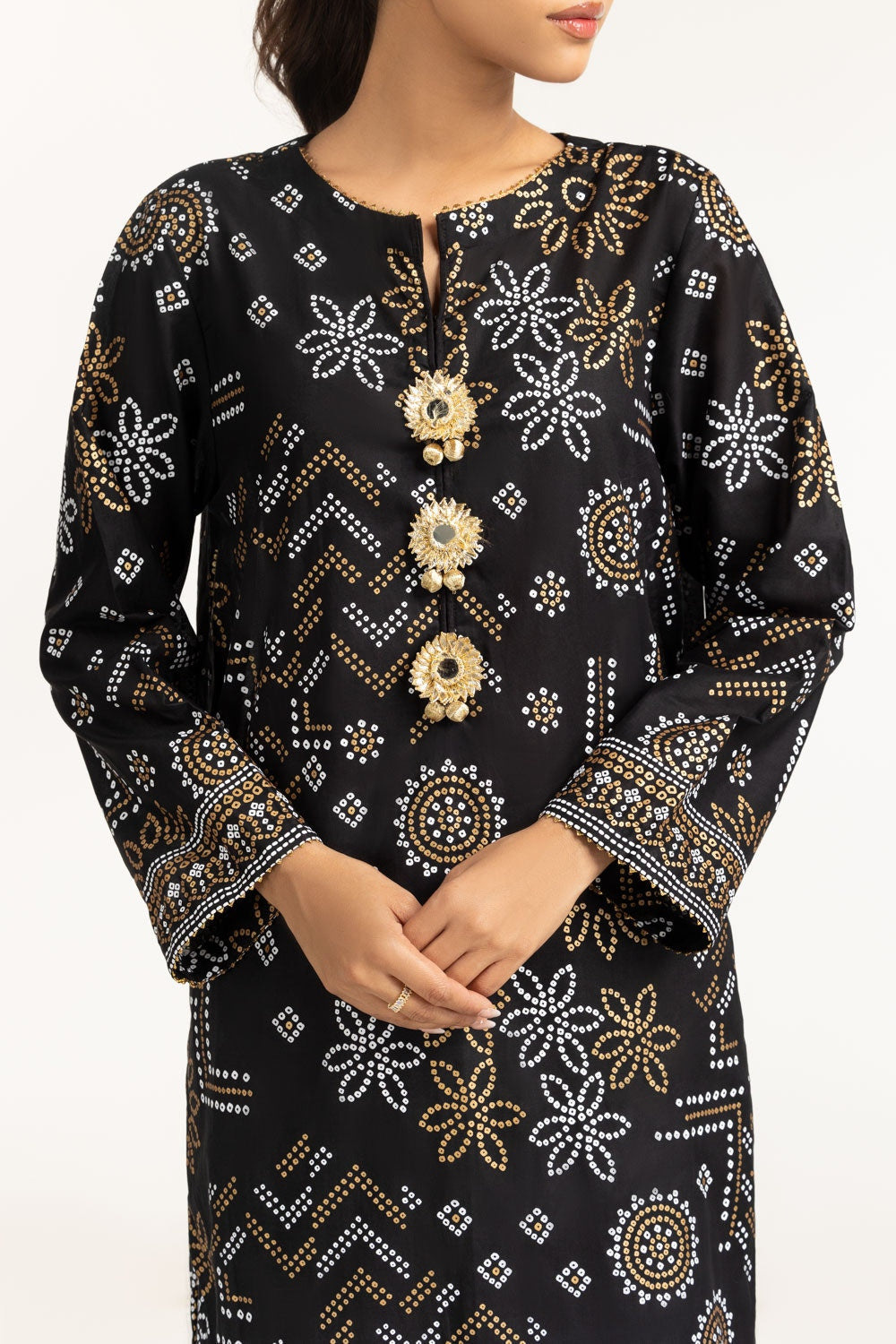 Lawn Gold And Lacquer Printed Shirt And Shalwar