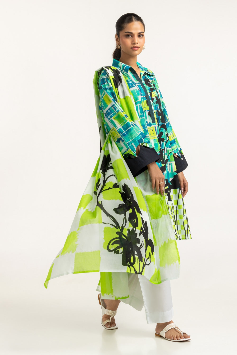 Lawn Printed Shirt And Dupatta