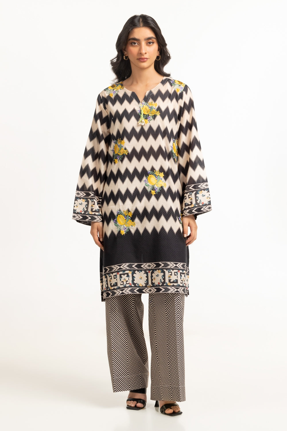 Lawn Printed With Embroidered Shirt And Trouser