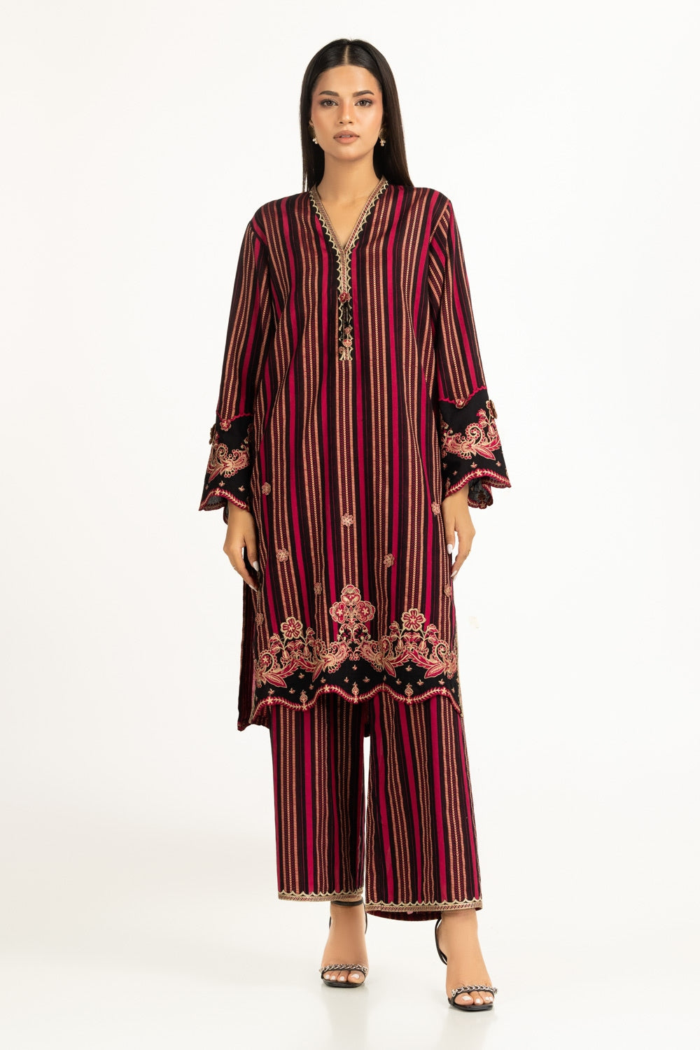 Leno Karha Lurex Embroidered Shirt And Trouser