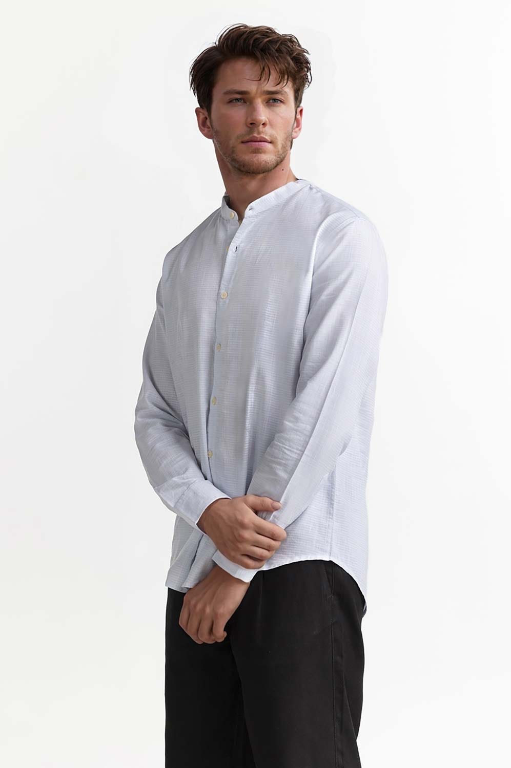 Light Blue Solid Casual Shirt