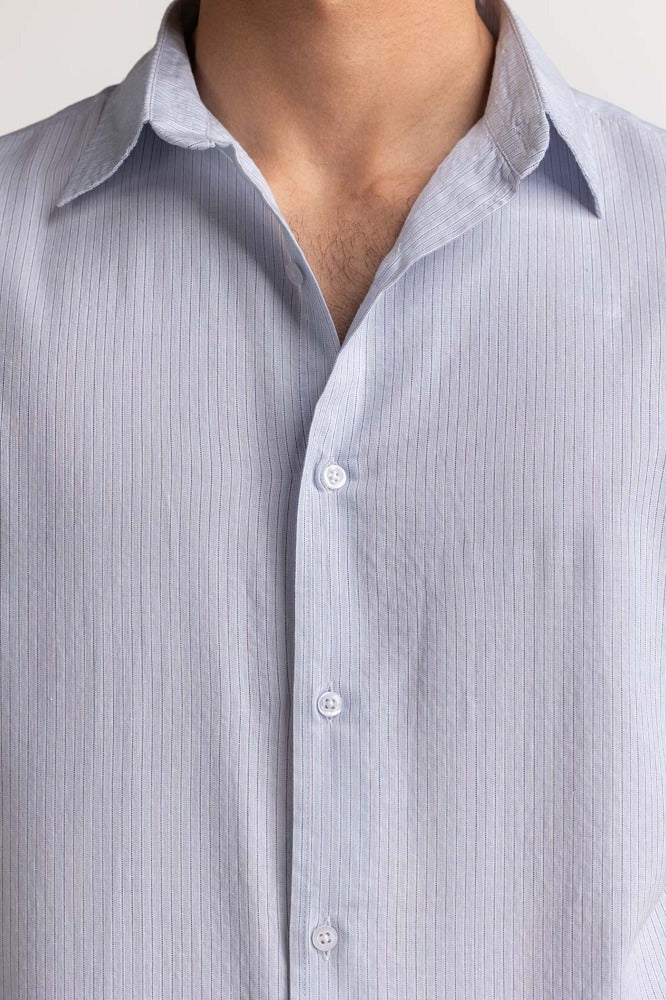 Light Blue Striped Casual Shirt