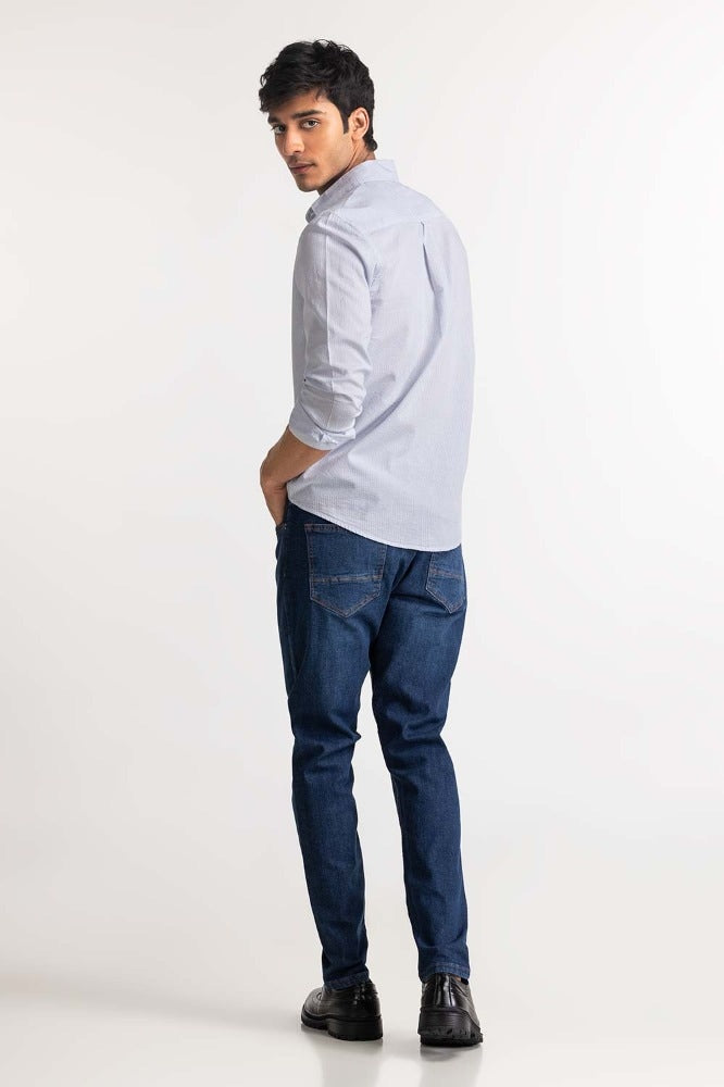 Light Blue Striped Casual Shirt