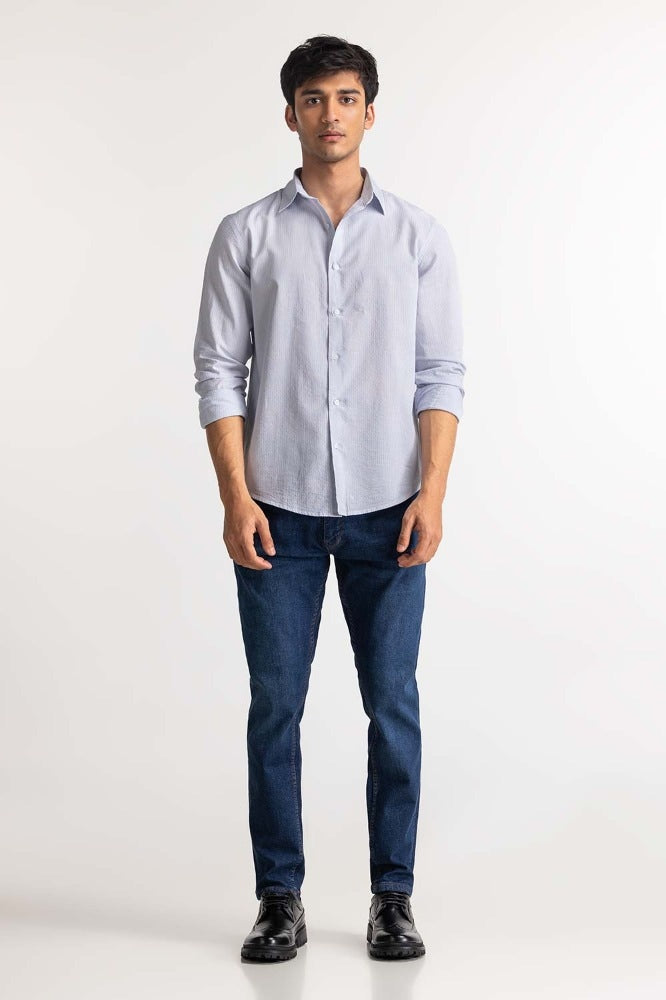 Light Blue Striped Casual Shirt