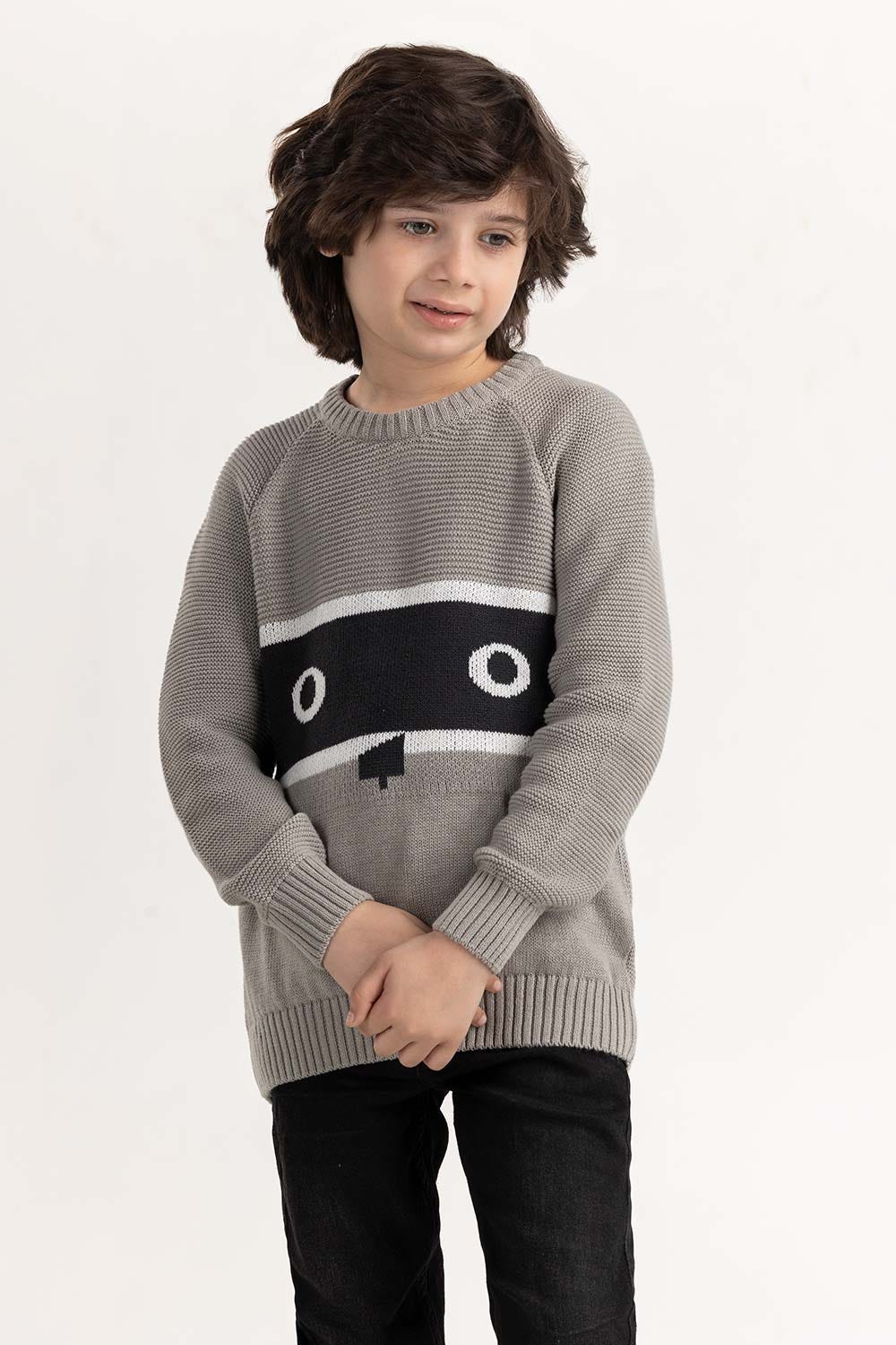 Toddler Boy Light Grey Knit Sweater