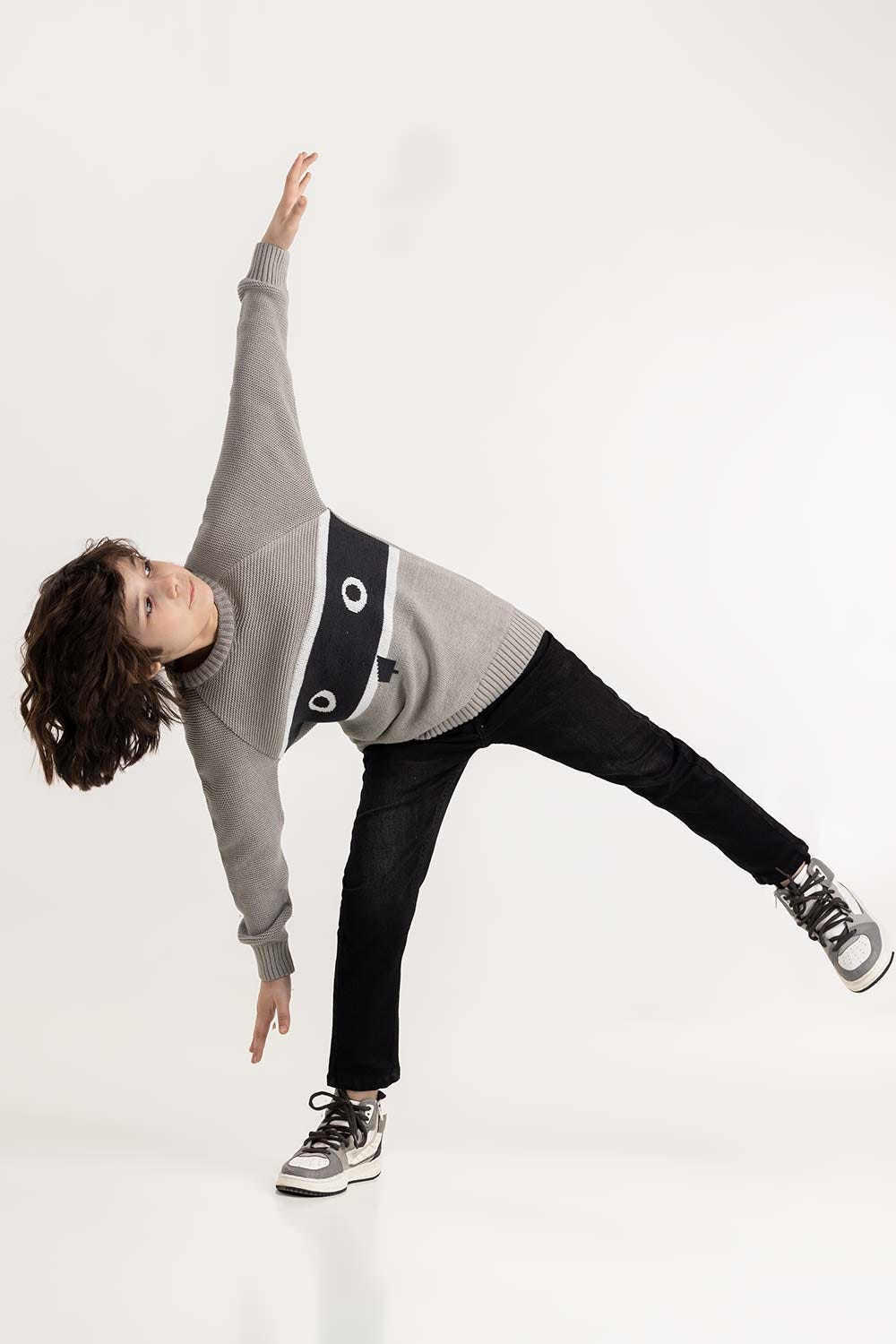 Toddler Boy Light Grey Knit Sweater