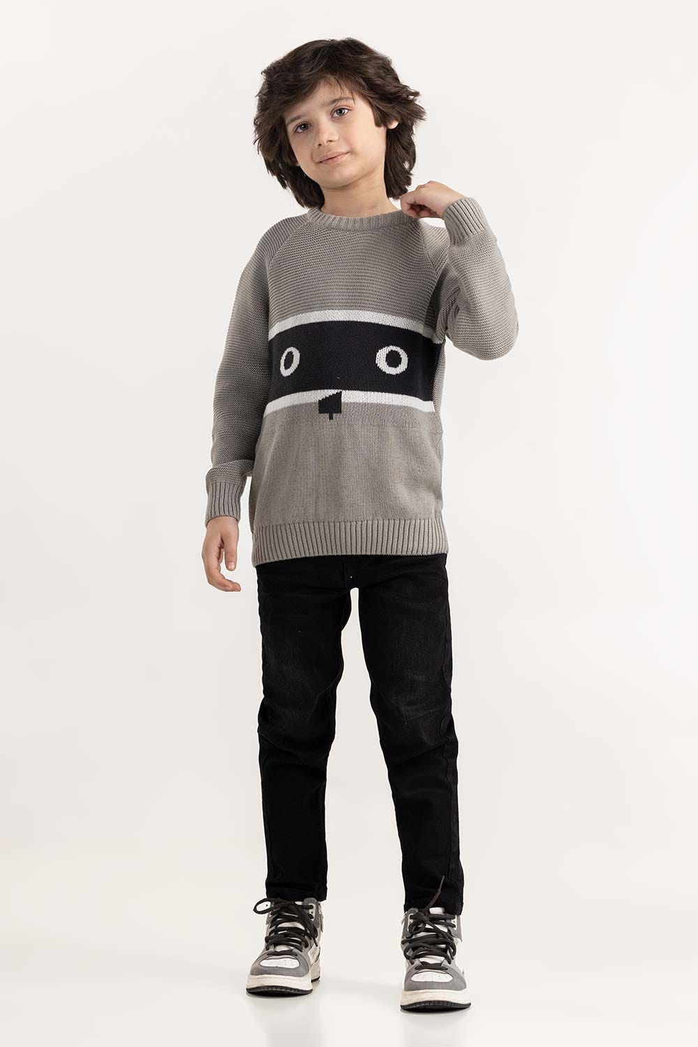 Toddler Boy Light Grey Knit Sweater