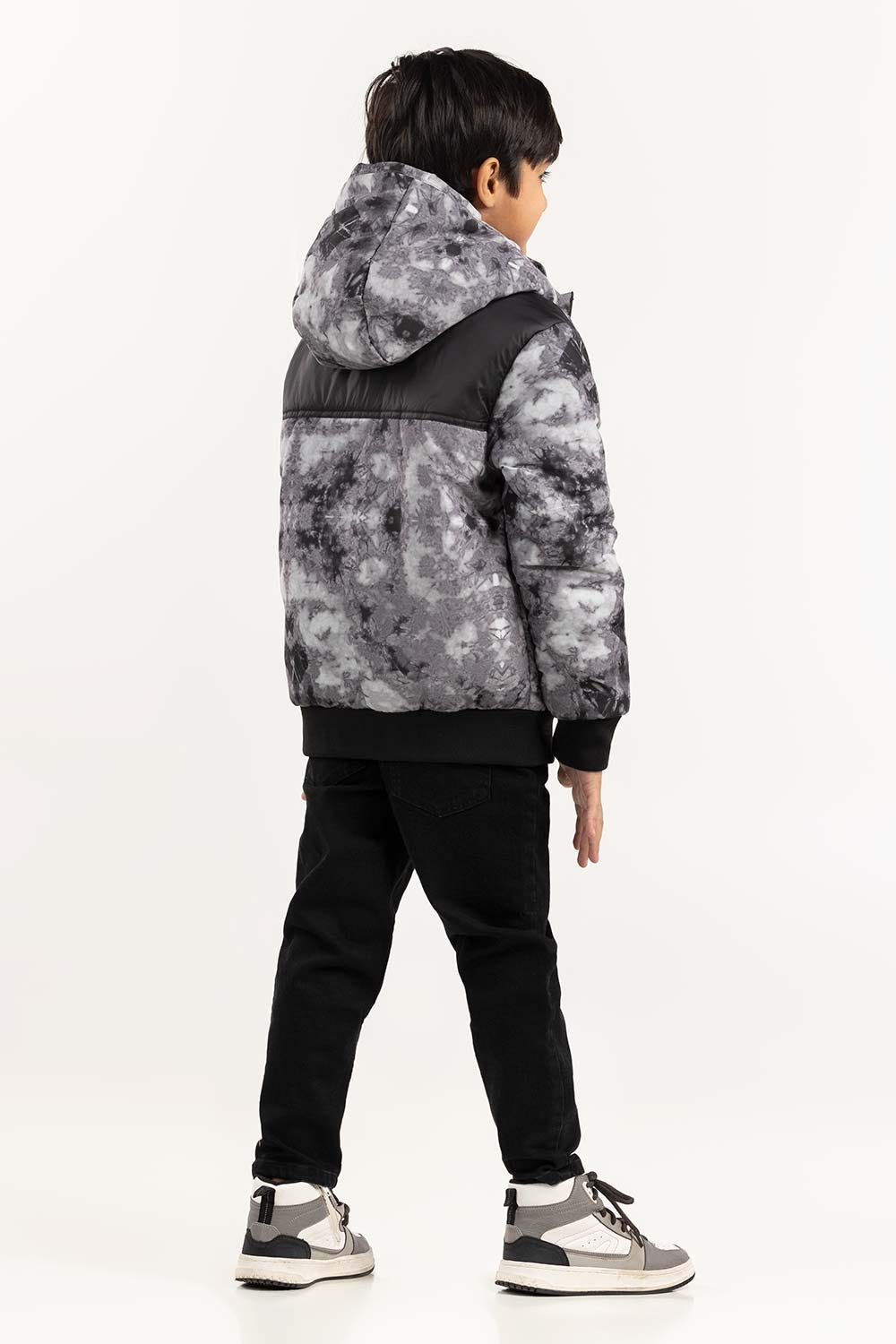 Toddler Boy Light Grey Puffer Hooded Jacket