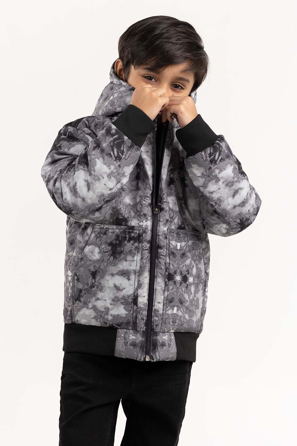 Toddler Boy Light Grey Puffer Hooded Jacket