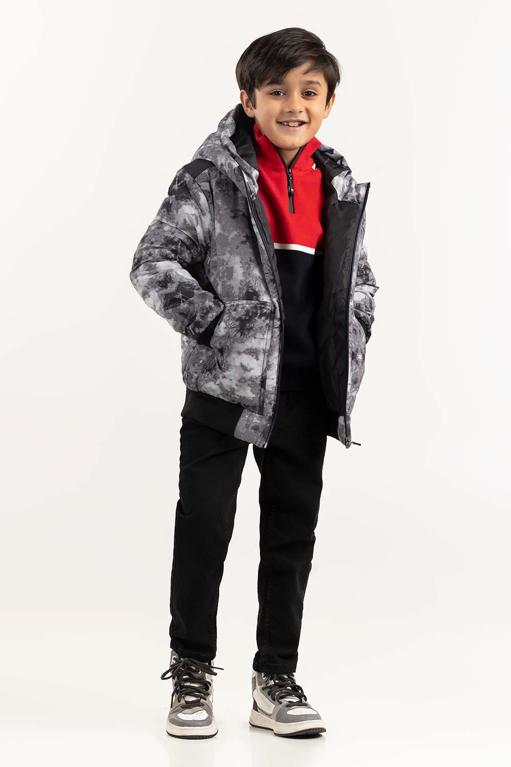 Toddler Boy Light Grey Puffer Hooded Jacket