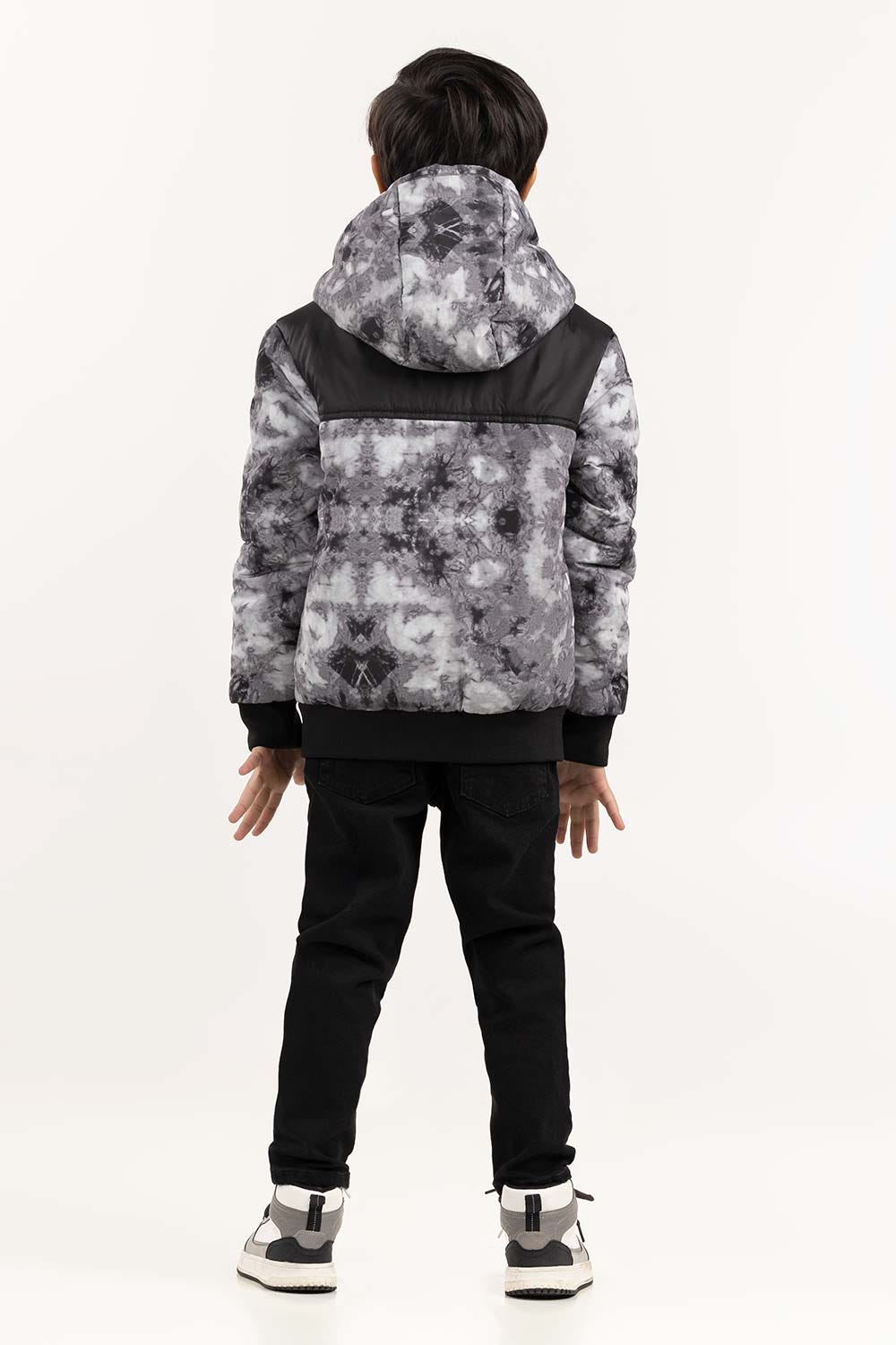 Toddler Boy Light Grey Puffer Hooded Jacket