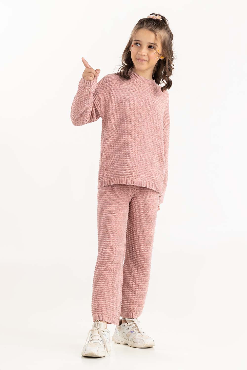 Junior Girl Light Pink Knit Trouser
