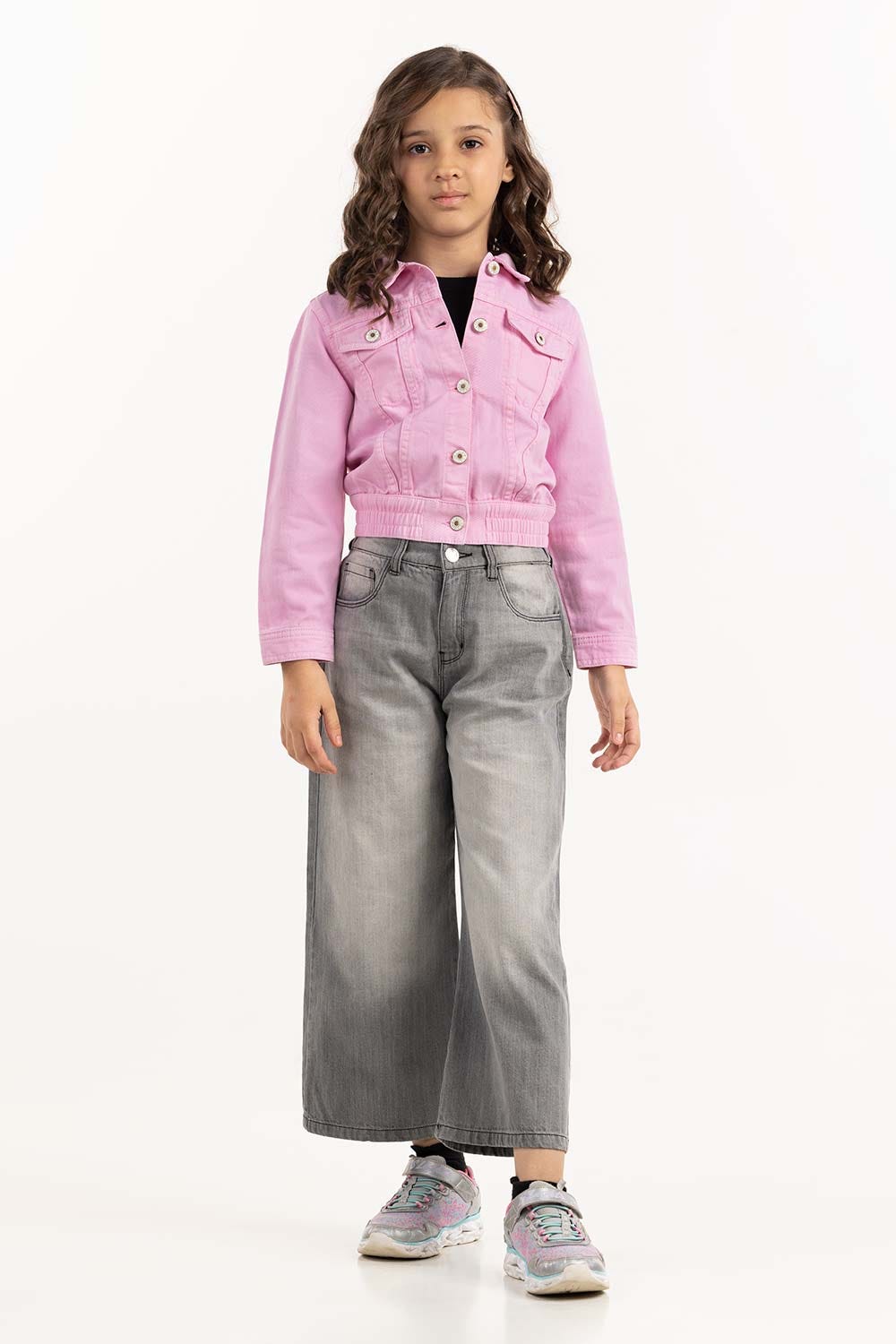 Girls Light Pink Non Denim Jacket