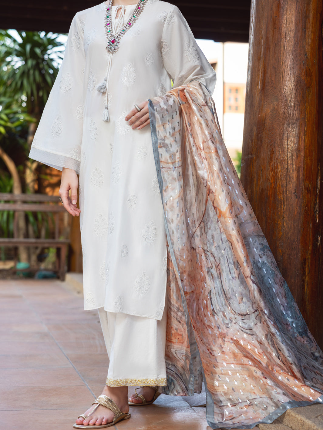 White Lawn Kurti - ALP-LK-1838