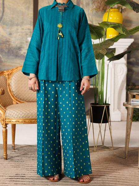 Green Cotton Dobby 2 Piece Stitched - ALT-2PS-LKS-1159